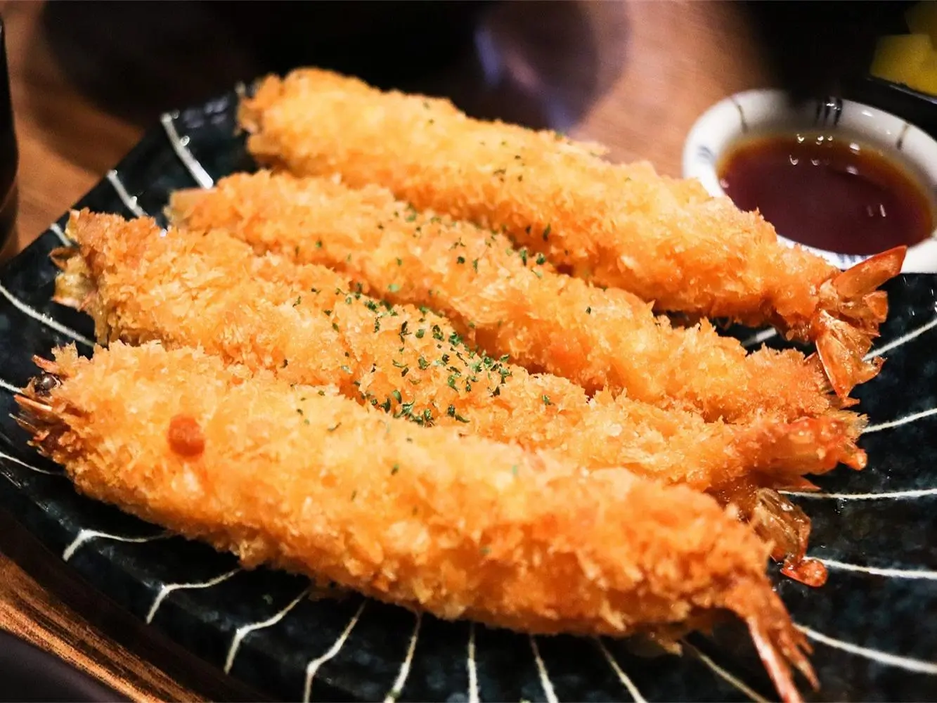 Crispy shrimp tempura with dipping sauce at Thai House Bistro, an Asian Fusion Restaurant in Wayne